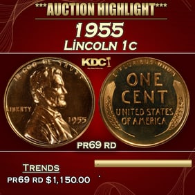 1955 Proof Lincoln Cent 1c pr69 rd SEGS
