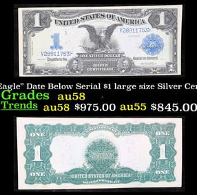 1899 $1 large size Silver Certificate "Black Eagle" Date Below Serial Grades Choice AU/BU Slider