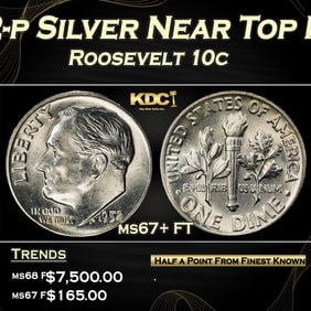 1952-p Roosevelt Dime Silver Near Top Pop 10c ms67+ FT SEGS