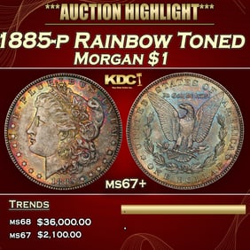 1885-p Morgan Dollar Rainbow Toned $1 ms67+ SEGS