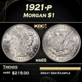 1921-p Morgan Dollar $1 Grades ms65