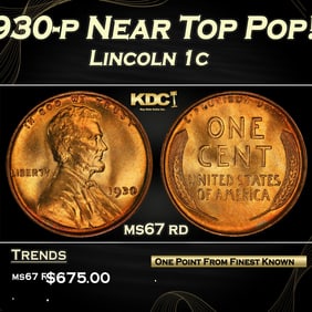 1930-p Lincoln Cent Near Top Pop! 1c ms67 rd SEGS