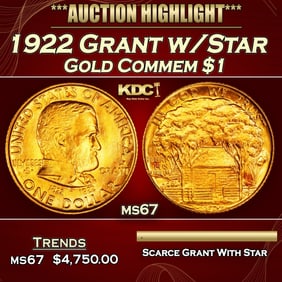 1922 Grant w/Star Gold Commem Dollar 1 ms67 SEGS