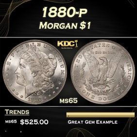 1880-p Morgan Dollar $1 Grades ms65