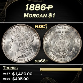 1886-p Morgan Dollar $1 ms66+ SEGS
