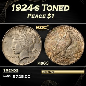 1924-s Peace Dollar Toned $1 Grades ms63