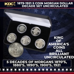 1879-1921 5 Coin Morgan Dollar Decade Set 1 Coin From Each Decade Uncirculated