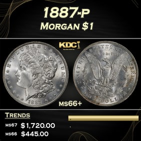 1887-p Morgan Dollar $1 ms66+ SEGS