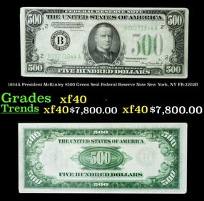 1934A FR-2202B $500 Green Seal Federal Reserve Note Grades xf