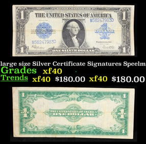 1923 $1 large size Silver Certificate Grades xf Signatures Speelman/White