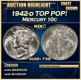 1942-d Mercury Dime TOP POP! 10c GEM++ FSB USCG