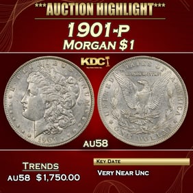 1901-p Morgan Dollar $1 au58 SEGS