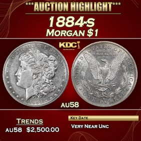 1884-s Morgan Dollar $1 au58 SEGS