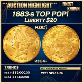 1883-s Gold Liberty Double Eagle TOP POP! $20 ms64+ SEGS