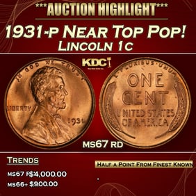 1931-p Lincoln Cent Near Top Pop! 1c ms67 rd SEGS