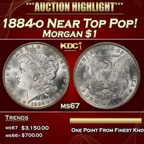 1884-o Morgan Dollar Near Top Pop! $1 ms67 SEGS