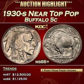 1930-s Buffalo Nickel Near Top Pop 5c ms66+ SEGS