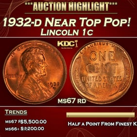 1932-d Lincoln Cent Near Top Pop! 1c ms67 rd SEGS
