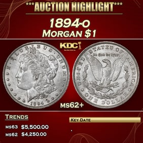 1894-o Morgan Dollar $1 ms62+ USCG