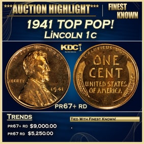 1941 Proof Lincoln Cent TOP POP! 1c pr67+ rd SEGS
