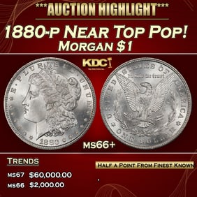 1880-p Morgan Dollar Near Top Pop! $1 ms66+ SEGS