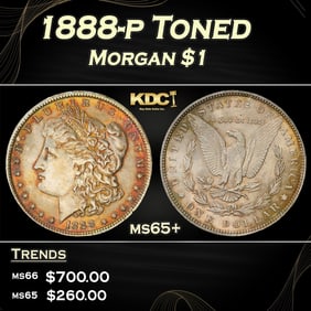 1888-p Morgan Dollar Toned $1 Grades ms65+