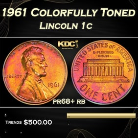 1961 Proof Lincoln Cent Colorfully Toned 1c pr68+ rb SEGS
