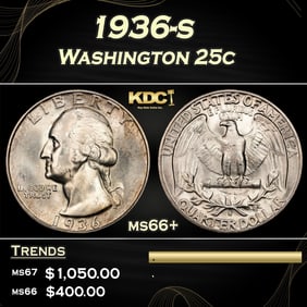 1936-s Washington Quarter 25c ms66+ SEGS