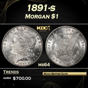 1891-s Morgan Dollar $1 Grades ms64