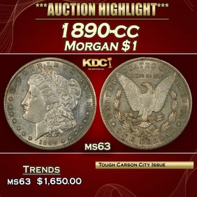 1890-cc Morgan Dollar $1 ms63 USCG