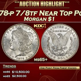 1878-p 7/8tf Morgan Dollar Near Top Pop $1 ms65+ SEGS