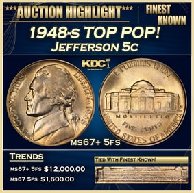 1948-s Jefferson Nickel TOP POP! 5c ms67+ 5fs SEGS