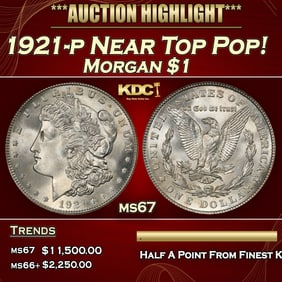 1921-p Morgan Dollar Near Top Pop! $1 ms67 SEGS