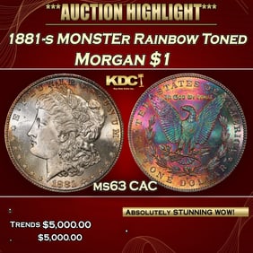 PCGS 1881-s Morgan Dollar MONSTER Rainbow Toned $1 ms63 CAC PCGS