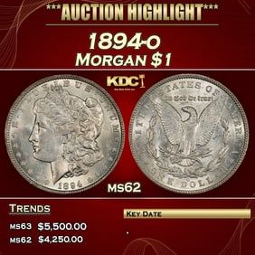 1894-o Morgan Dollar $1 ms62 USCG