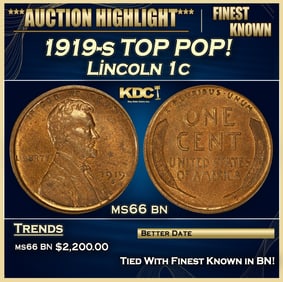 1919-s Lincoln Cent TOP POP! 1c ms66 bn SEGS