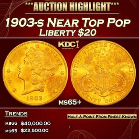1903-s Gold Liberty Double Eagle Near Top Pop $20 ms65+ SEGS