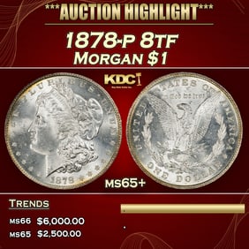 1878-p 8tf Morgan Dollar $1 ms65+ SEGS
