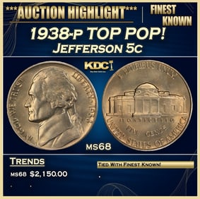 1938-p Jefferson Nickel TOP POP! 5c ms68 SEGS