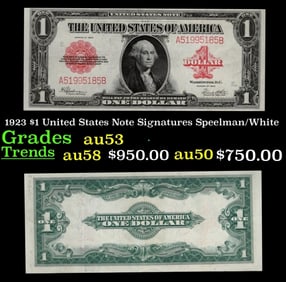 1923 Speelman/White $1 United States Note Grades Select AU