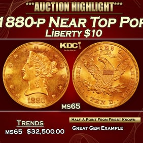 1880-p Gold Liberty Eagle Near Top Pop $10 ms65 SEGS