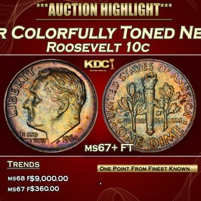 1962-p Roosevelt Dime Silver Colorfully Toned Near Top Pop! 10c ms67+ FT SEGS