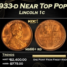 1933-d Lincoln Cent Near Top Pop 1c ms66+ rd SEGS