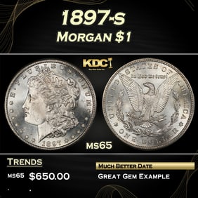 1897-s Morgan Dollar $1 Grades ms65