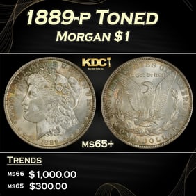 1889-p Morgan Dollar Toned $1 Grades ms65+