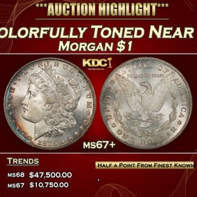1878-s Morgan Dollar Colorfully Toned Near Top Pop $1 ms67+ SEGS