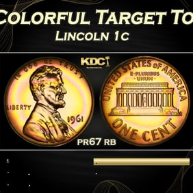 PCGS 1961 Proof Lincoln Cent Colorful Target Toning 1c pr67 rb PCGS