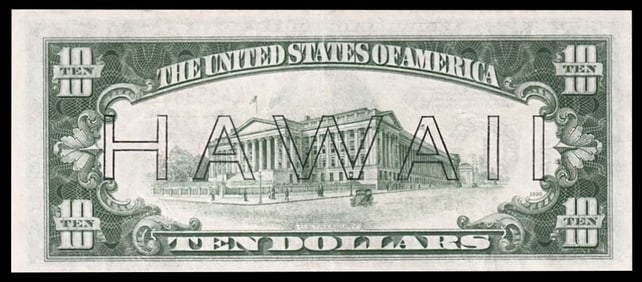 1934A $10 FRN Hawaii WWII Emergency Currency Grades Choice AU/BU Slider