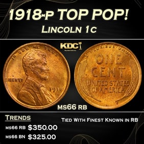 1918-p Lincoln Cent TOP POP! 1c ms66 rb SEGS