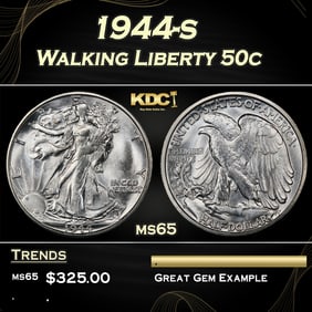 1944-s Walking Liberty Half Dollar 50c Grades ms65